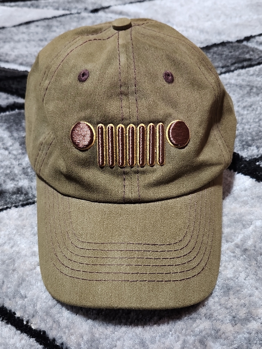 JEEP EMBROIDERED 3-D SEVEN SLOT GRILLE ARMY-GREEN BASEBALL CAP HAT